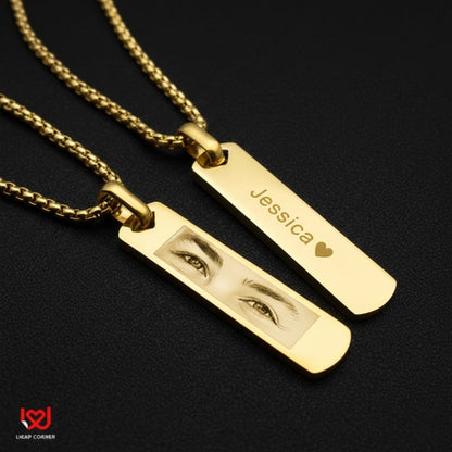 Personalized Eye Engraving Chain - Custom Eye Photo Necklace